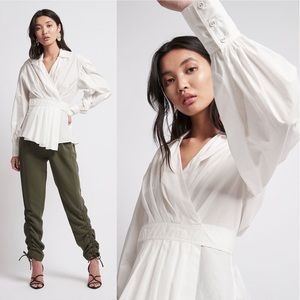 AJE Mottled Wrap White Blouse Top